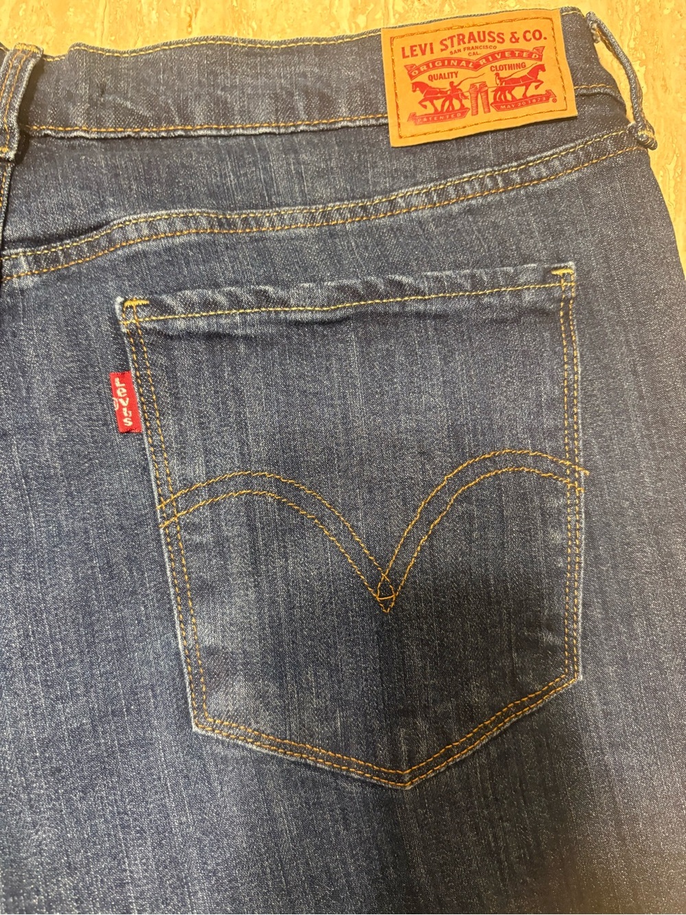 Levis 505 Straight Leg Jeans Womens 14 Medium L32 Dark Wash Stretch Denim - Picture 4 of 6